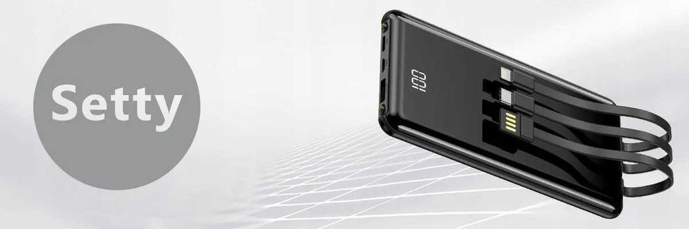 Setty power bank 10000 mAh z kablami PB-WK-101 czarny