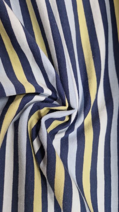 Dzianina single granat-niebieskie paski szer.175 cm.