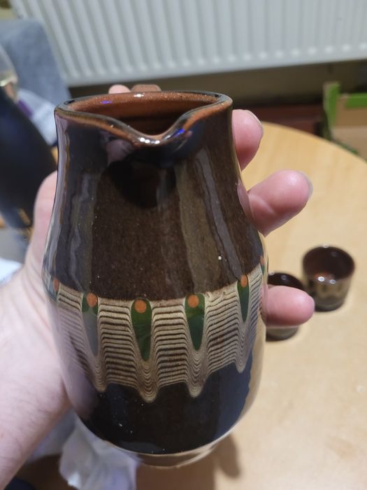 Tradycyjna Bułgarska Ceramika zestaw do serwowania Rakii