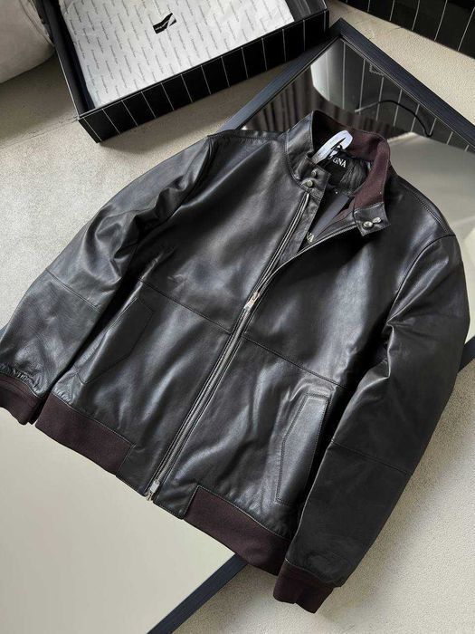 Мужская кожаная куртка Zegna куртка натуральная кожа Зенья v108