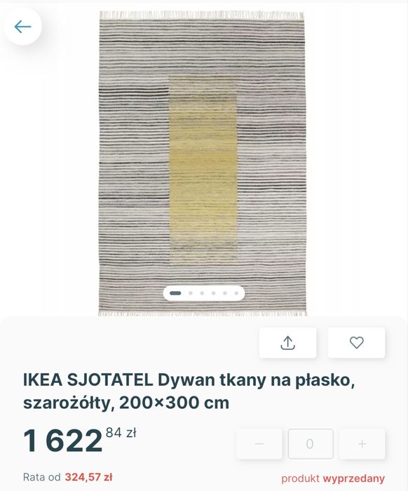 Dywan Sjotatel  tkany na płasko, szarożółty, 200×300 cm IKEA