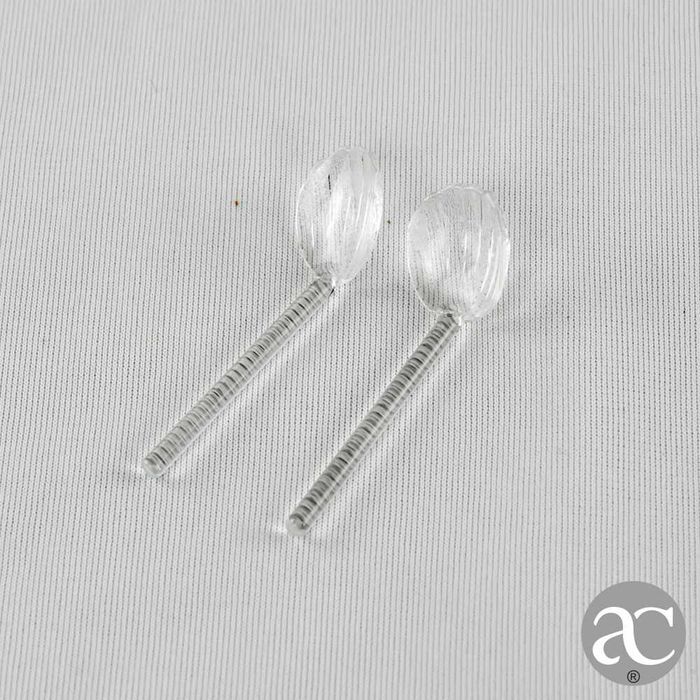 Saleiro e Pimenteiro vidro e prata Leitão & Irmão, pequenas colheres