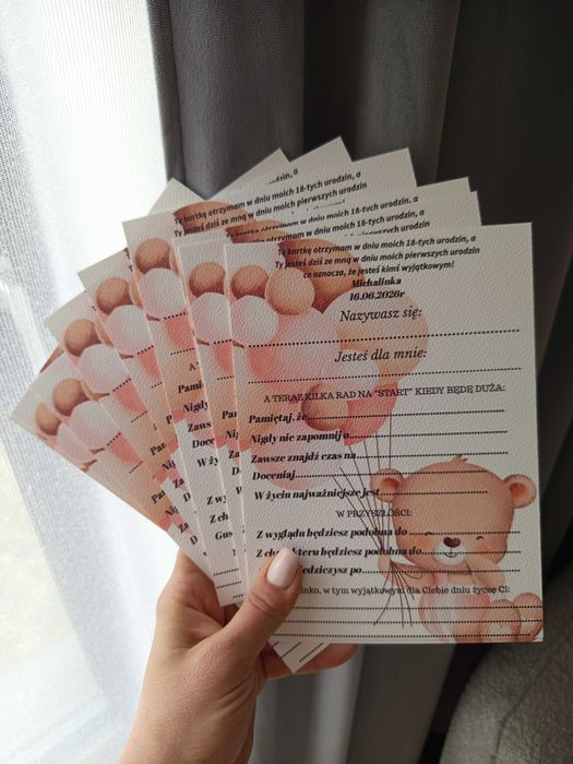 Ankiety karty na roczek chrzest