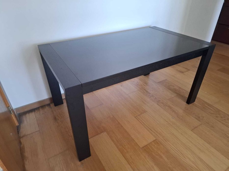 Mesa de Jantar Extensível c/ Vidro – Wengué – 160/205 cm