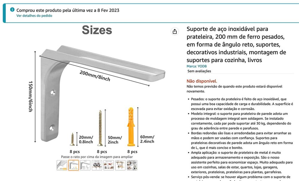 Suportes de Aço Inoxidável (acabamento escovado)
