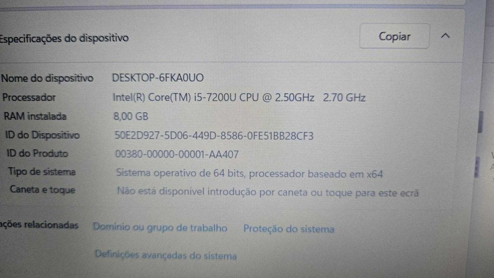 Portatil HP i5 7200U com 8Gb de RAM e 256Gb de Disco M2!