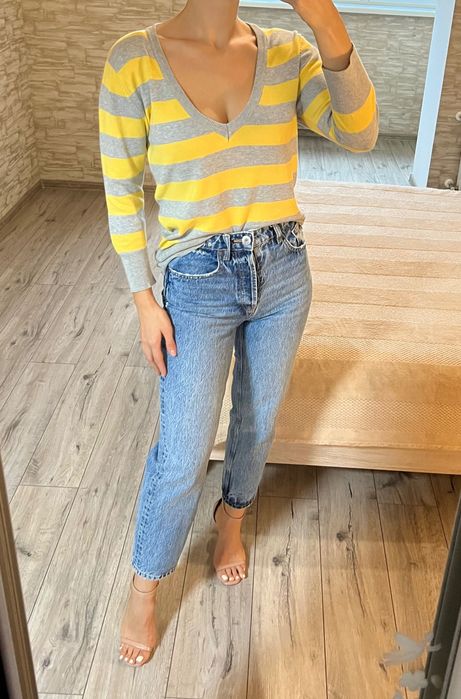 Жіночий подовжений светр джемпер у смужку