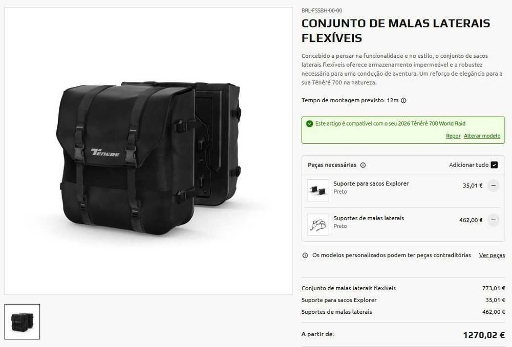 Conjunto Malas Laterais Yamaha Tenere 700