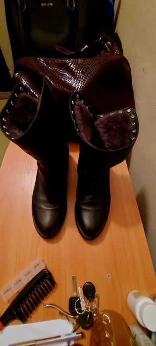 Сапоги зимние кожаные