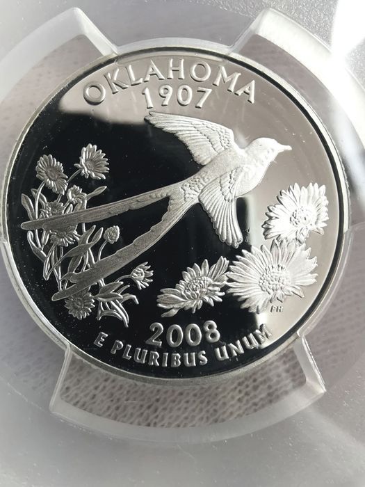 США 25 центів 2008р. - 50 штатів." OKLAHOMA". СРІБЛО. СЛАБ.