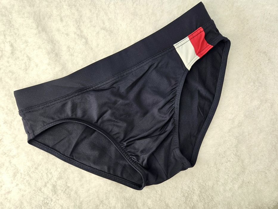 Majtki slipy kąpielówki męskie chłopięce dla nastolatka Tommy Hilfiger S granatowe