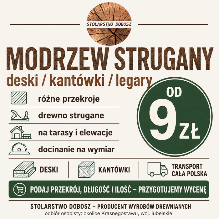 Modrzew europejski strugany | Deski kantówki legary | Producent