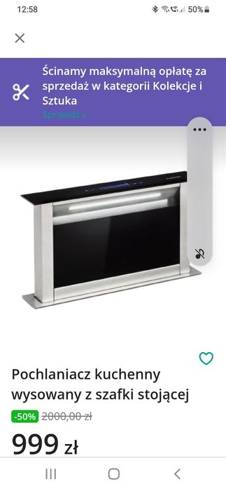 Pochłaniacz kuchenny wysowany automatycznie  z blatu