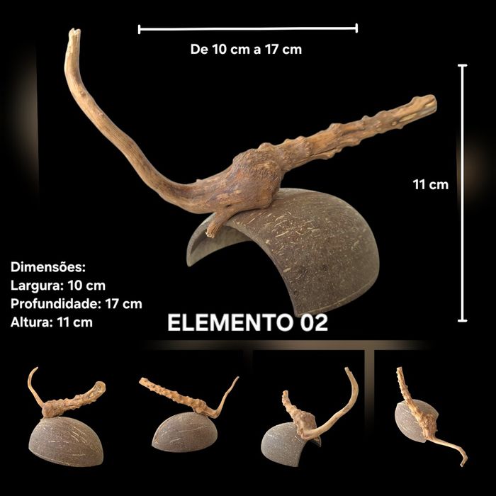 Elementos Naturais para Aquário – Casca de Coco com Tronco e Anúbia