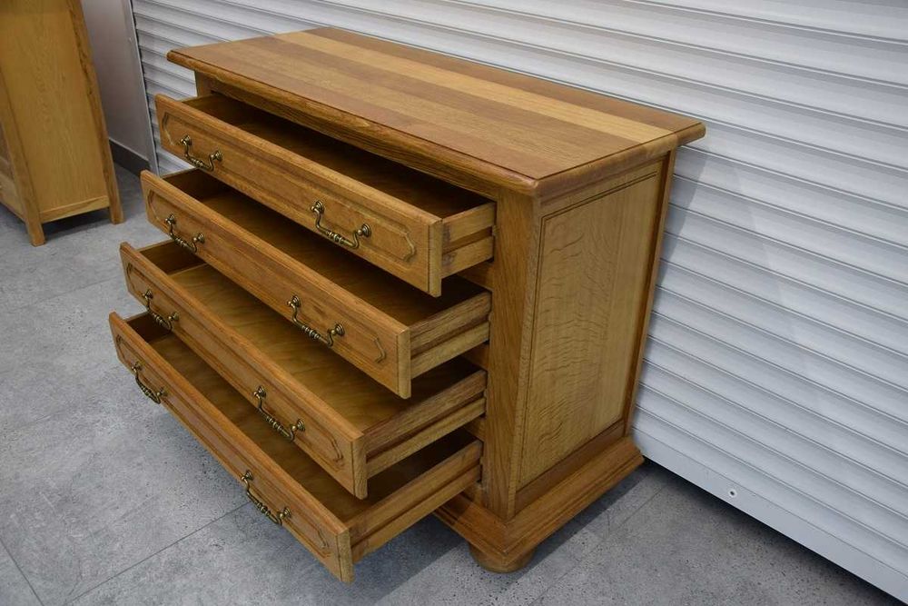 komoda dębowa z szufladami - jak nowa