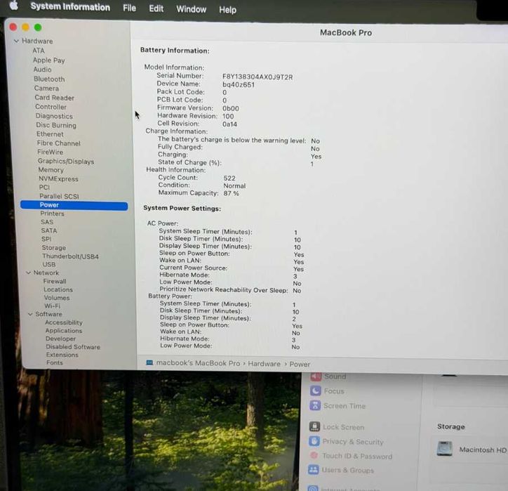 MacBook M1 Pro Space Gray 87% 16/512