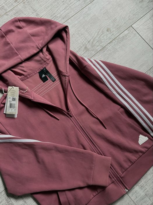 Рожеве худі adidas, з трьома смужками