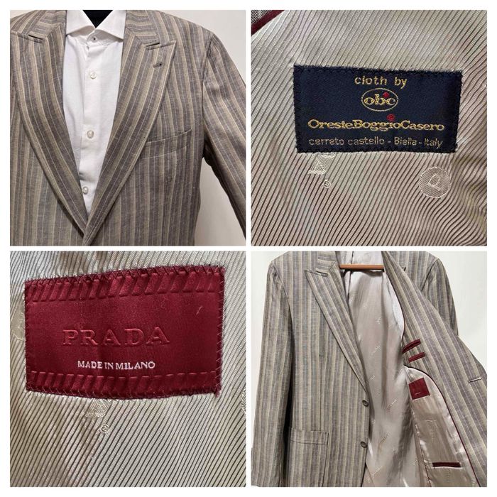 Чоловічий лляний піджак Prada (Оригінал) у смужку, розмір 50 (L)