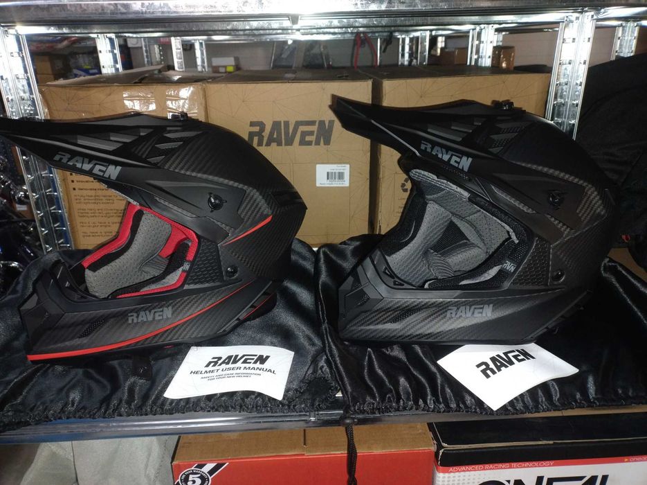 Kask Cross Enduro Raven Ipsum Evo Carbon Matowy Węgiel