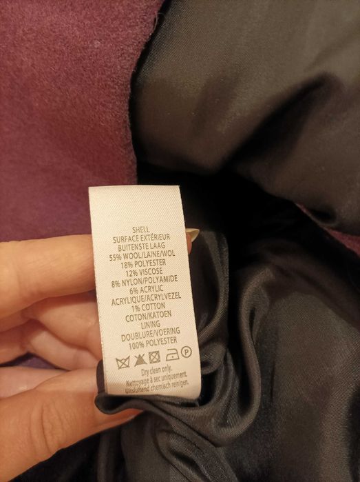 Płaszcz fioletowy New Look 36 S 55 % wełny