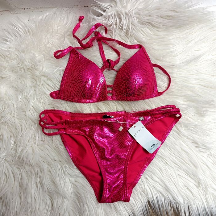 jette strój kąpielowy bikini różowy błyszczący 32a nowy z metką premiu