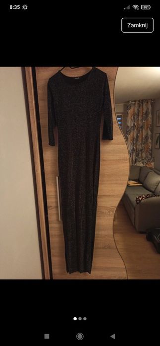 Czarna sukienka świecąca długa maxi rozm S