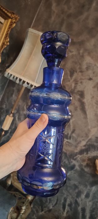 Karafka kryształowa kobalt duża