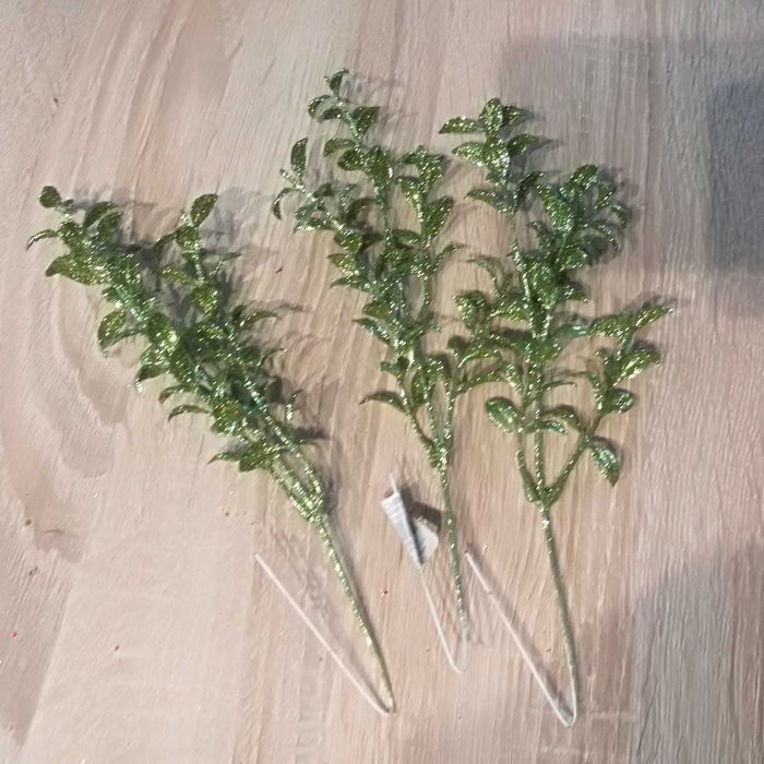 Gałązki ozdobne dekoracyjne swiąteczne brokatowe zielone nowe stroik