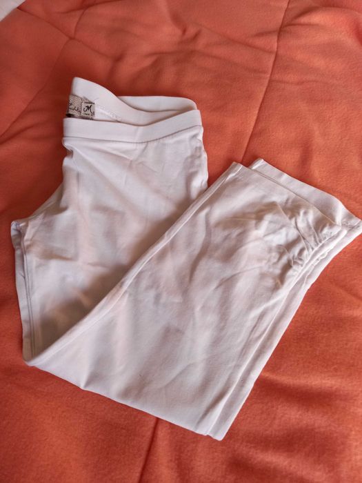 Corsários brancos malha fina - M - Bershka