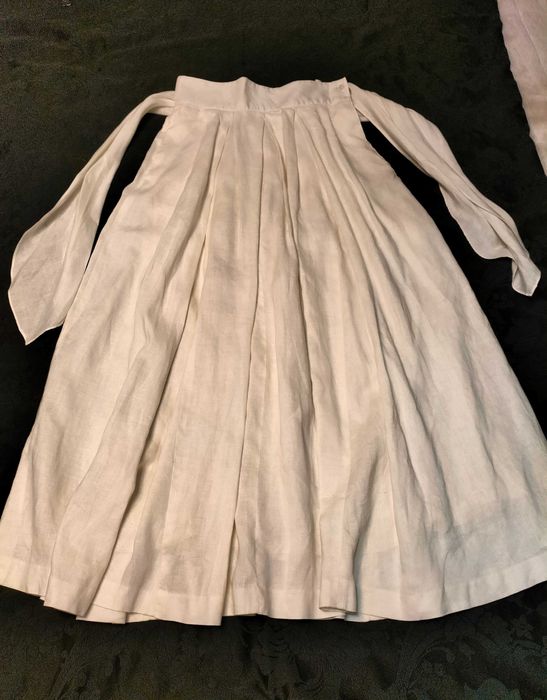 Saia beje comprida de linho, Tam. S/M, Westminster Lace