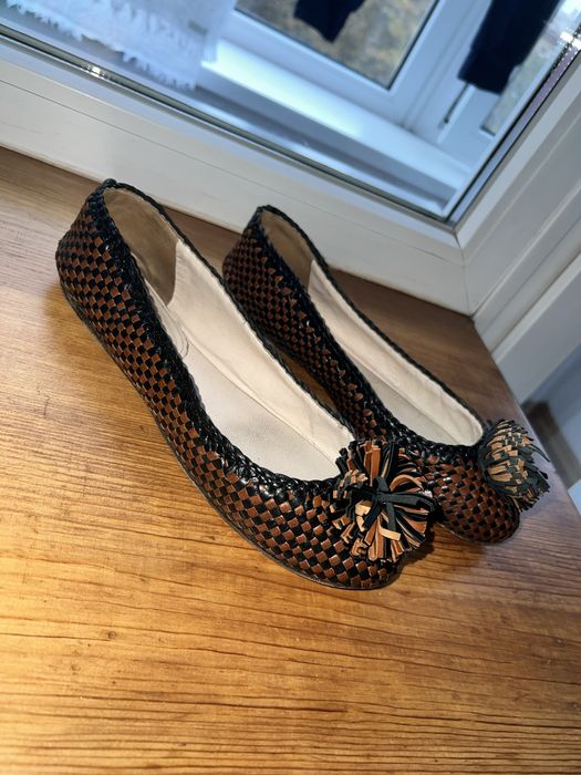 Шкіряні плетені балетки Prada туфлі на пласкій підошві