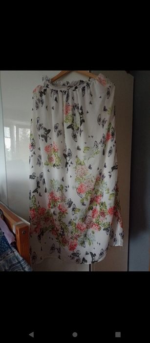 Śliczna długa letnia spódnica motyle kwiaty rozmiar S/M