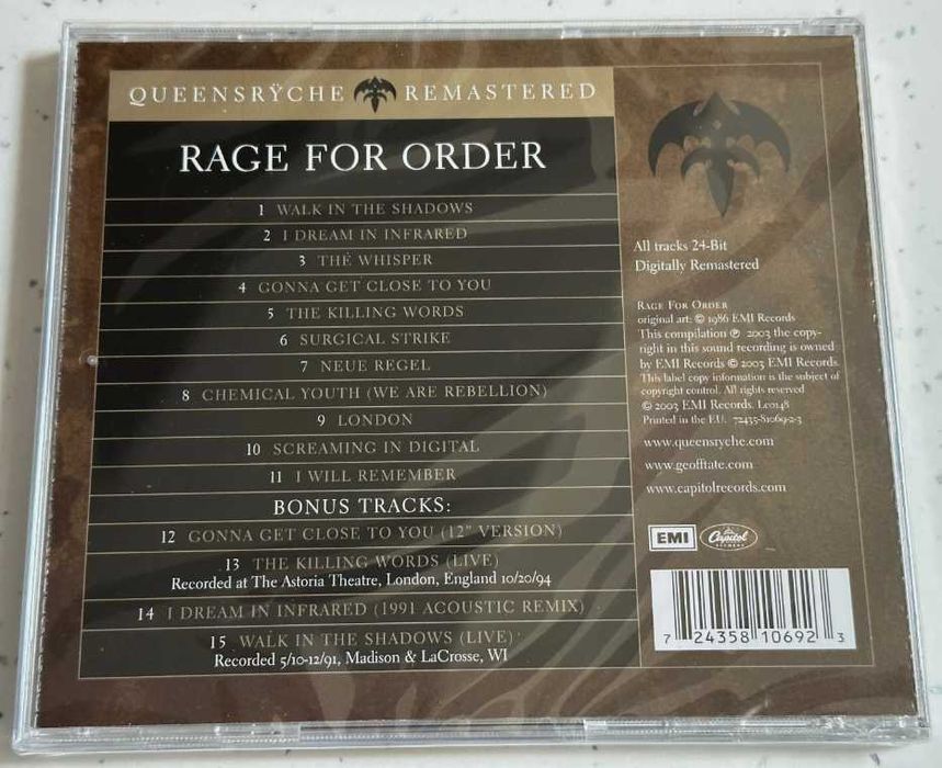 Queensryche - Rage For Order +4 temas bonus (Selado)