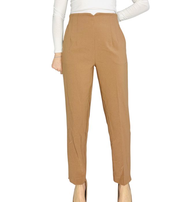 Beżowe spodnie z wysokim stanem M 38