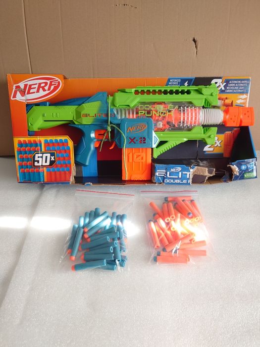 Pistolet Nerf Elite 2.0 Wyrzutnia Double Punch automat 2 magazynki podwójna lufa 50 strzałek
