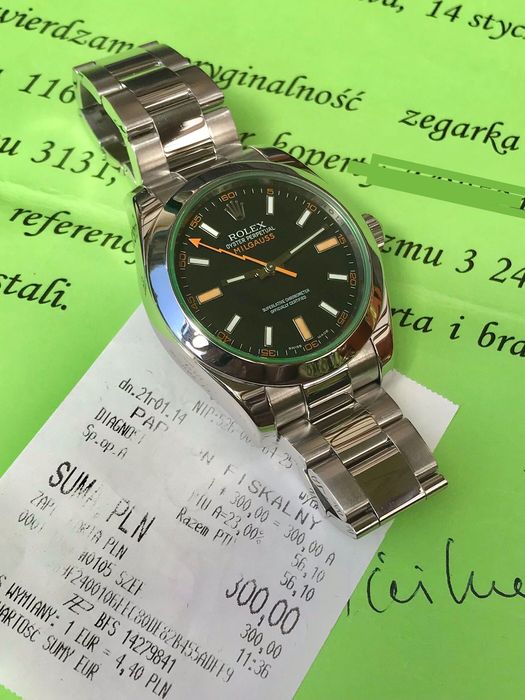 Rolex Milgauss Green sapphire.