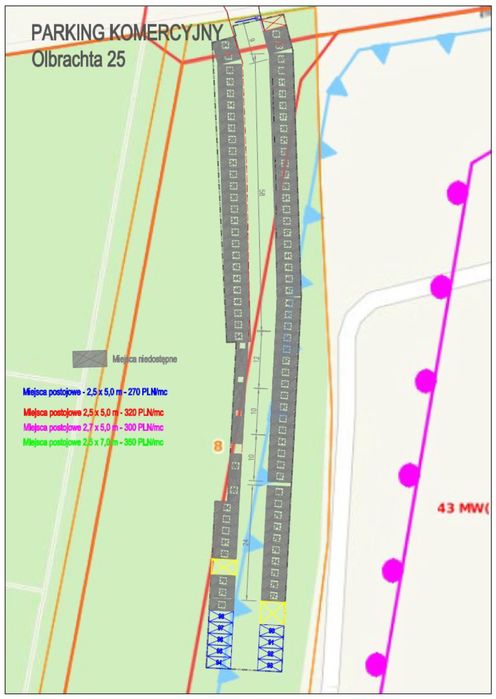 Miejsce postojowe - parking przy Olbrachta 25