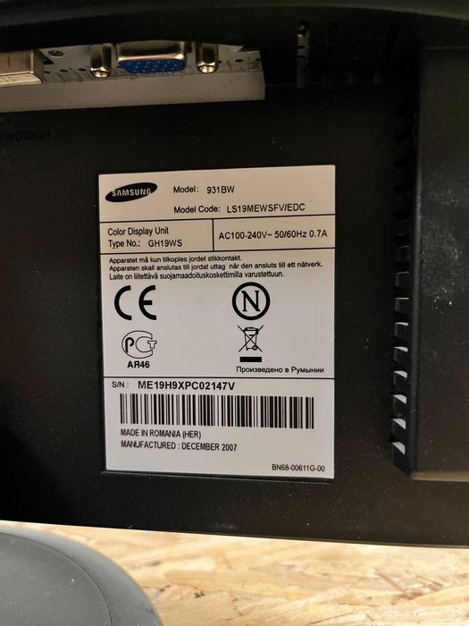 Monitor do komputera SAMSUNG 19"