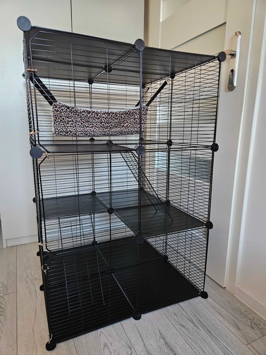Klatka dla Kota Szczura Fretki Szynszyli Królika Duża Metalowa Kojec Woliera 71x71x104 cm 3 Piętrowa NOWA