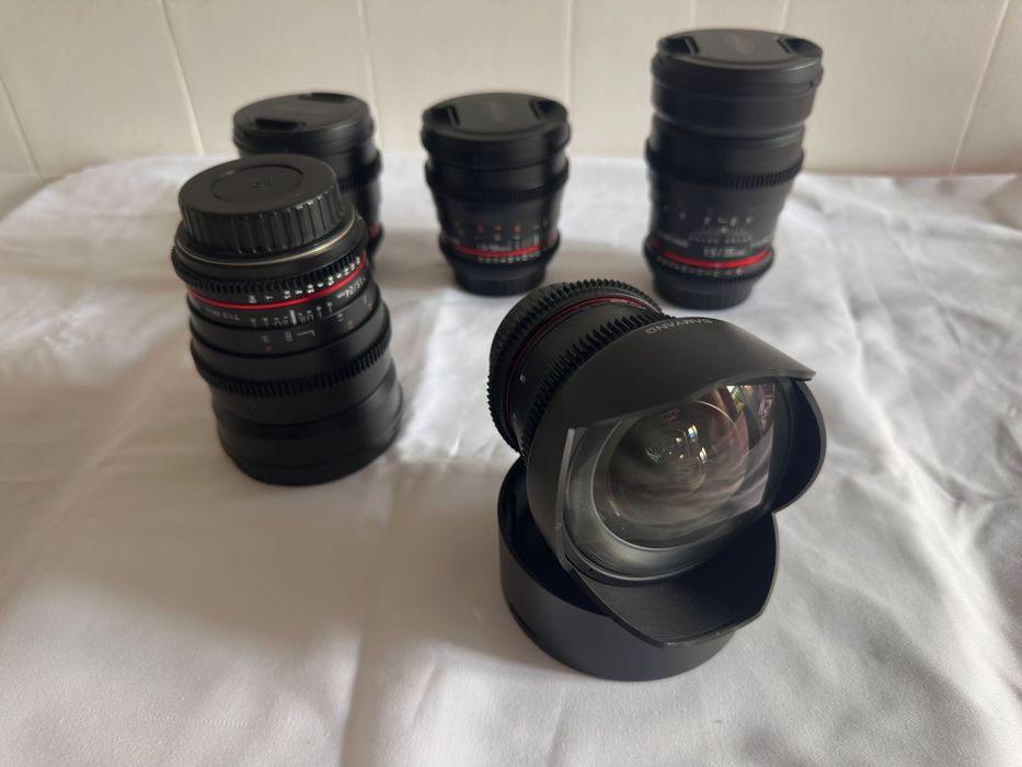 Kit 5 Lentes Cinema Samyang VDSLR + Mala de Transporte (Como Novas)