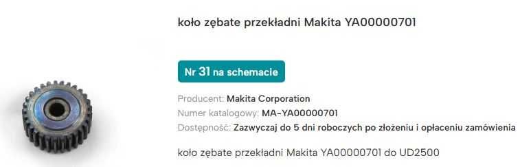 MAKITA rozdrabniacz do gałęzi UD2500 2500W na części