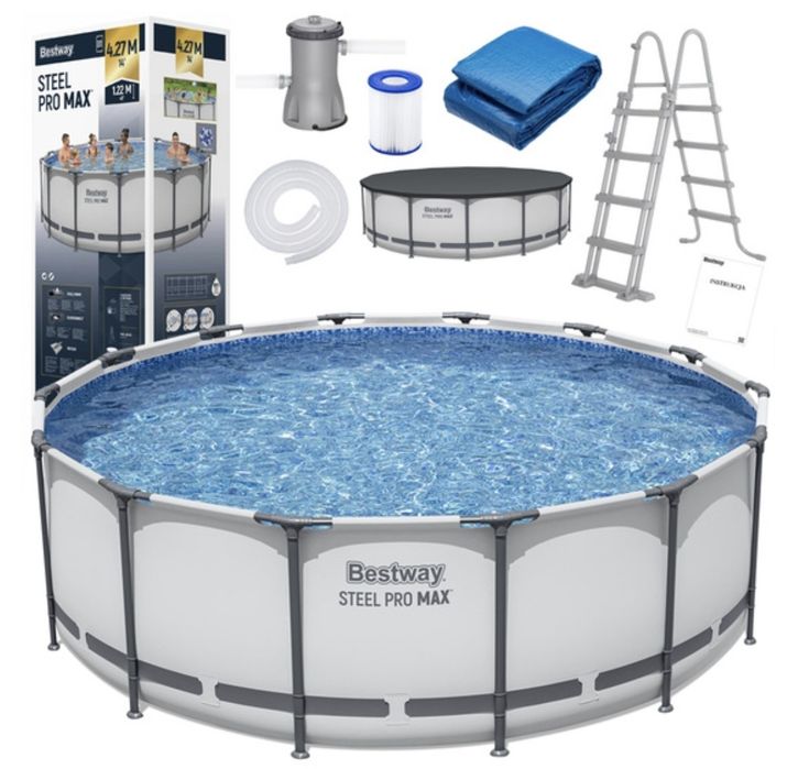 Nowy Basen Bestway Steel Pro 4,27x1,22m 15,2 m3 wody. Bestway 5612x  Oryginalnie zapakowany, caly komplet.