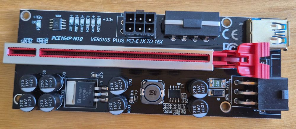Riser PCI-E 010S PLUS 1x do 16x z kablem USB – komplet