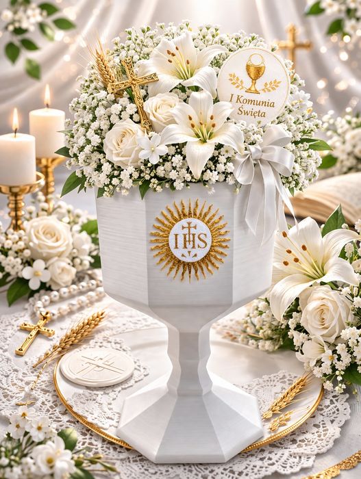 Kielich  baza pod bukiet  flower box Pierwsza Komunia Święta Druk 3D