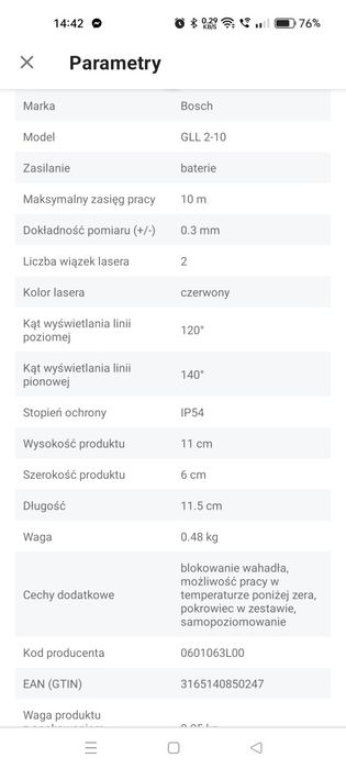 Laser krzyżowy Bosch professional GLL 2 -10