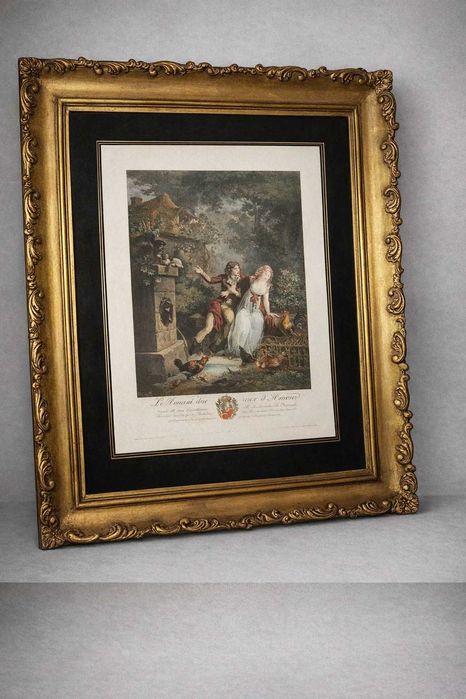 Quadro Antigo com Moldura em Talha Dourada