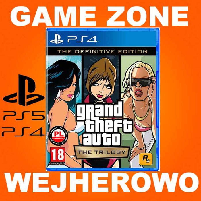 GTA The Trilogy PS5 + PS4 + Slim + Pro = 3 gry PL = San Andreas + Vice City + GTA 3