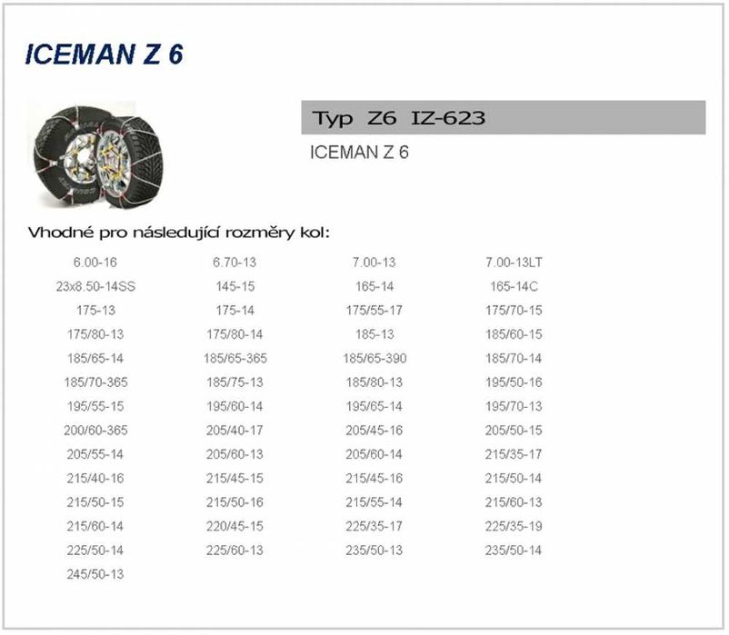 PEWAG ICEMAN Z6 IZ623 ланцюги на колеса, ціпки, цепи противоскольжения
