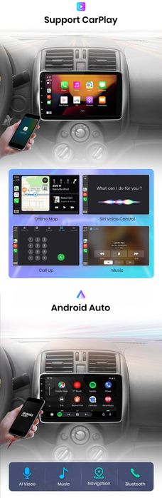 Rádio Android CarPlay Universal Ecrã Rotativo 10" 4/64GB WiFi GPS BT
