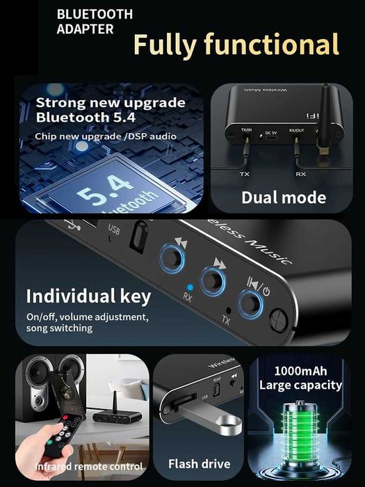 Аудіо Приймач-Передавач BT-RX-TX-USB-1000мАг